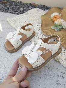 1 Pair Cute Bunny Ear Decor Beige Flat Sandals, Suitable For Summer - Beige - View 7