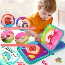 Libro de tela resistente a los desgarros como juguete educativo para bebés - Con papel crepitante, impermeable, libro de tela 3D, libro de rasgado silencioso, juguete educativo e intelectual de libro de tela suave - Multicolor - Ver 3