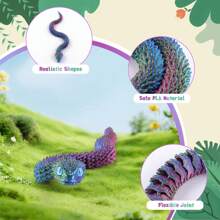 1pc 3D Printed Viper Snake Egg With Movable Joints, Can Take Out The Snake Egg, Plastic Material Artistic Craft, Suitable For Car, Home, Office And Party Decoration - Multicolor - View 3