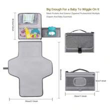 婴儿换尿布垫站 - 防水、便携式尿布垫，配有头垫和湿巾袋，是新生儿的理想沐浴礼物，男女通用的旅行设计婴儿沐浴家庭装饰礼物