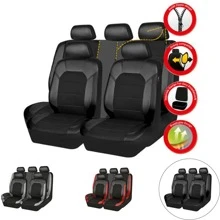 Funda Asiento Coche para la mayoría de los modelos, 9 Piezas Delanteros y Traseros Juegos de Cubreasientos Interior Accesorios - Negro - Ver 1