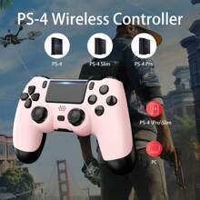 [Upgraded] Wireless Controller For P-S4 Romote Compatible With P-S4/Slim/Pro/Windows PC, Controller For P-S4 With 3.5mm Audio Jack, Touch Pad, Six Axis Motion Control, Charging Cable - 粉色 - 查看 2
