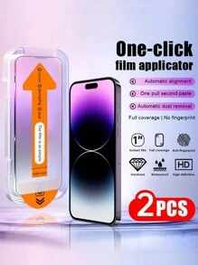 2pcs Instant Adsorption Screen Protector Film Compatible With Apple IPhone 12/13/14/15/16 Series - Clear - View 1