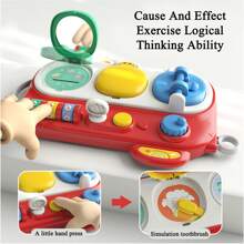 Tableau d'activité avec miroir - Jeu de cause à effet - Jouets d'apprentissage pour bébé - Jouet interactif éducatif pour tout-petits, préscolaire, nourrisson de 18 mois et plus