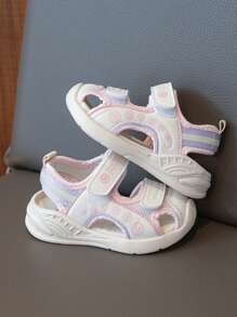 2025新款婴儿凉鞋，舒适软底婴儿凉鞋，儿童夏季鞋，女童包趾防踢沙滩凉鞋 - 粉色 - 查看 3