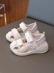 2025新款婴儿凉鞋，舒适软底婴儿凉鞋，儿童夏季鞋，女童包趾防踢沙滩凉鞋 - 粉色 - 查看 2