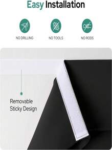 1pc Bedroom Curtain Blocks 99% Of Light, Hook And Loop Design, No Drilling Required, Easy Installation, Room Divider Blackout Curtain