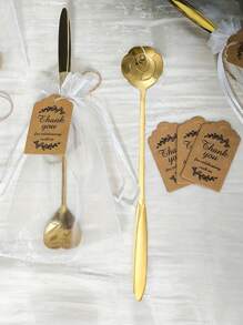 54pcs/36pcs/18pcs Gold Stainless Steel Tea Spoon Favor Set With Gift Cards & Tulle Bag, Coffee Cake Dessert Stirring Spoons, Ideal For Wedding, Bridal Shower, Guest Tea Party, Home Kitchen Party Favors