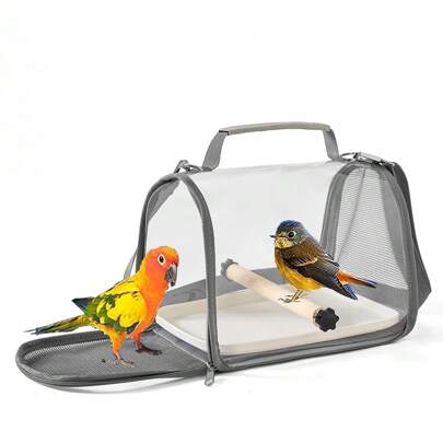 Parrot Carrier, Breathable Bird Cage Carrier For Parrots, Pigeons, Lizards, Hamsters, Portable Transparent Bird Travel Bag For Small Pets