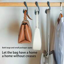 2pcs Hanging Storage PP Material Bag Organizer Racks, Closet Wardrobe Bookbag Hangers For Purse Hat Scarf, Non-Deformed Arch Design - Multicolor - View 10