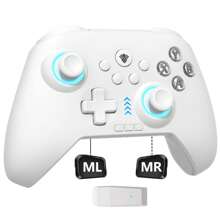 YUYIU 2.4G Wireless PC Controller With RGB Lighting/Programming Keys/Hall Joysticks/Hall Triggers/Vibrations,Three-Mode Switch Controller,Plug And Play Work For Windows PC, Android, Switch, Steam,TV - Pearl White - 查看 2