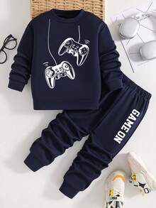 Tween Boys Game Console Graphic Print Crew Neck Sweatshirt And Pants Set