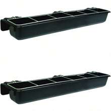 Hook Over Goat Trough Heavy Duty Galvanized Steel 9 Quart Feeder, Black (2 Pack) - 1 - View 1