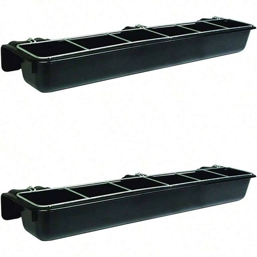 Hook Over Goat Trough Heavy Duty Galvanized Steel 9 Quart Feeder, Black (2 Pack) - 1 - View 1