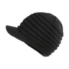 1pc Unisex Winter Hats With Visor Warm Ski Hat Stylish Knitted Hat For Men And Women - K30 Knitted Cap-black - View 1