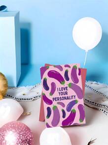 1 pieza Tarjeta divertida y graciosa de San Valentín con dibujo de berenjena - Perfecta para esposo o novio, nota de amor divertida para aniversario, diseño de dibujos animados, hecha de papel
