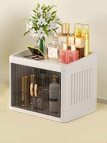 1 Hộp đựng đồ trang điểm để bàn đa chức năng, có thể gấp gọn, hai cửa, dung tích lớn, chống thấm nước và chống bụi, kích thước lớn, thích hợp để bàn trang điểm, đựng dụng cụ làm móng, sơn móng tay và keo dán, dùng trong phòng tắm để đựng son môi, cọ trang điểm, kem dưỡng da, phấn mắt, sơn móng tay và trang sức, cũng như để trên bàn làm việc, trang trí phòng ngủ, phòng tắm, nhà cửa, phòng màu hồng, phòng khách, túi trang điểm, túi đựng mỹ phẩm, túi đựng đồ trang điểm, hộp đựng trang sức, túi nhỏ, giá đựng cọ trang điểm, hộp đựng nước hoa, túi đựng đồ, quà tặng cho phụ nữ, quà Giáng sinh, ý tưởng quà tặng cho phụ nữ, trang trí phòng. - trắng - Xem 4