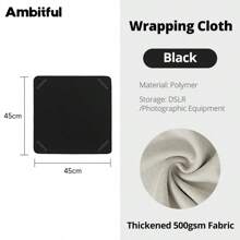 1 pièce Tissu pliable adhésif magique de 45 cm / 17,7 pouces avec 100 autocollants d'appareil photo. Doublure de sac pour caméra micro-simple, iPad, appareil photo reflex