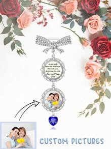 1 枚个性化照片钻石蝴蝶结胸针，精致的蝴蝶结镶嵌着闪亮的钻石，设计奢华典雅。您可以定制您记忆中最重要的人。可用作婚礼配饰、花束装饰。婚礼纪念礼物、母亲节礼物、送给新娘和新郎/丈夫和妻子/父亲和母亲的生日礼物。 - 彩色 - 查看 6