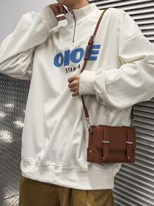 peach tree 1pc Fashionable Multi-Compartment Men's Large Capacity Briefcase Tote Shoulder Bag, Black Classic Business Laptop Bag, Carry-On Office Supplies, Accessories Gift For Father's Day, Back To School Laptop Bags Office Bag Bible Bag Laptop Case , Vintage, Work Bag - Brown - View 4