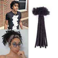 Extensiones para dreadlocks de 8 pulgadas/12 pulgadas, 10 hebras de 0.6 cm de ancho, extensiones de dreadlocks sintéticas de ganchillo en estilo afro rizado, para peinados reggae y hip-hop, extensiones de cabello natural negro para hombres y mujeres para el uso diario - Multicolor - Ver 10