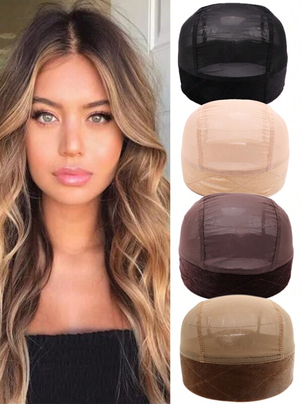 nunify 1pc Breathable Wig Grip Cap For Women, Adjustable Wig Cap With Headband, Glueless Non Slip Wig Cap For Making Wigs, Stretchy Elastic Mesh Cap Wig Gripper To Keep Wigs Lace Front In Place, Chocolate Brown Black Beige Four Colors