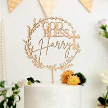 1 pieza Decoración personalizada para pastel de acrílico con texto personalizado - Diseño elegante de Dios bendiga para celebraciones y eventos especiales - Accesorio decorativo único para mesa de postres, multifuncional, ornamental, anti-moho, adorable, de alta calidad, personalizado, único, para ella, novia, familia, amigos, hijo, estudiantes, trabajadores, niños, para aniversarios, para cumpleaños, para bodas, para graduación, para inauguración de casa, listo para brunch, ambiente cálido, hogar y vida, etiquetas personalizadas para pasteles, artículos esenciales de cocina - Multicolor - Ver 6