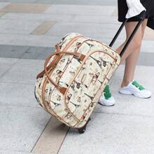 Spacious Women's Travel Suitcase With Wheels - Waterproof Oxford Fabric, Lightweight Trolley Bag In Light Yellow, Large Capacity, Rolling Luggage - 玫瑰金 - 查看 2