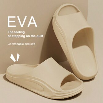 男士轻便 EVA 浴室拖鞋，简约舒适，情侣露趾沙滩凉鞋