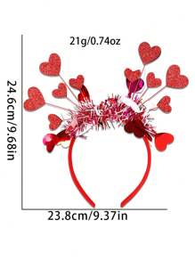 1 件情人节心形头带，婚礼装饰新娘派对拍照道具单身派对红三叶草发带
