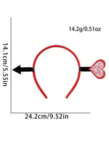 1 件情人节心形头带，婚礼装饰新娘派对拍照道具单身派对红三叶草发带