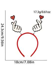 1 件情人节心形头带，婚礼装饰新娘派对拍照道具单身派对红三叶草发带