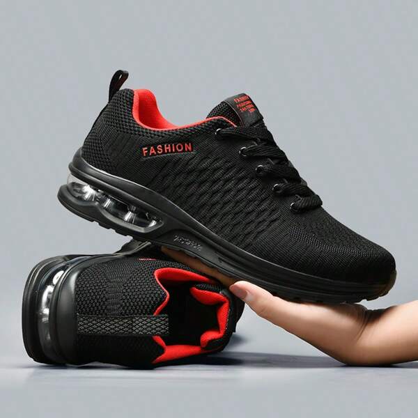 Men's Knit Casual Sneakers - Cushioned Sports Shoes - Shock Absorbing & Breathable - Running, Basketball, Workout