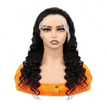 13x6 深波浪蕾丝前假发 人发 180% 密度深卷波浪前假发 人发蕾丝前假发 人发 预拔婴儿头发 女士用