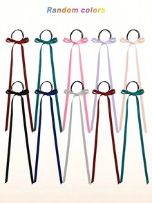 10Pieces Long Silk Ribbon Hair Bands, Colourful Hair Ribbons With Bow Silk Hair Ties, Satin Hair Scrunchies For Kids Girls - Multicolor - View 1