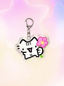 1个亚克力可爱猫咪钥匙扣：草莓猫、蓝莓猫、花朵猫、情侣猫、太阳猫、蜜蜂猫、波点猫，可爱挂件，汽车钥匙扣。日常包包配饰，可作挂饰、挂绳、钥匙扣。适合送给男朋友、女朋友、家人、医生、护士，也可作为派对礼物、手机装饰等，以及圣诞礼物。包包挂饰、汽车挂件、送给老师、姐妹的礼物创意 - 彩色 - 查看 4