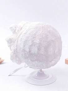 1 pieza Gorro de bebé niña con bordado de flor de encaje, estilo vintage y suave, gorro de bebé recién nacido estilo palacio - 1PC - Ver 11