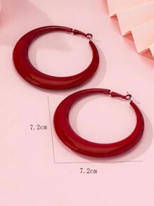 1 Cặp bông tai in men rỗng cỡ lớn bán chạy nhất dành cho nữ để đeo hàng ngày - Đỏ - Xem 5