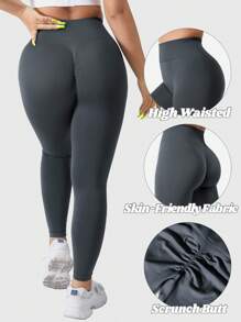 VOYJOY Mandy Scrunch Legging For Women Seamless Workout Leggings Butt Lift Yoga Pants Gym Booty Tights - 深灰色 - 查看 4