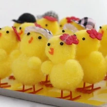 LINGXUE 24pcs/Set Realistic Mini Chicken Decorations, Cute Easter Chicks For Home Garden Ornaments, Gifts (Chicken Hat Random)