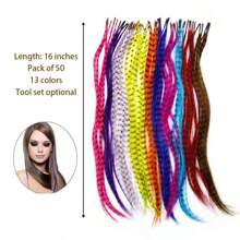 Feather Hair 16 Inches 50strands/Pack Colored Hair Colorful Hair Feathers For Women - Orange - View 3