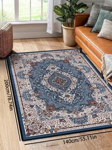 One Vintage  Style Carpet, Bohemian Traditional Rectangle Polyester Fiber Area Rug With Aged Look, Easy To Clean And Washable, Suitable For Living Room Corridor Bedroom Home Decor ,Room Decor - Multicolor - View 5