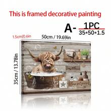 1pc Canvas Poster, Rustic Art, Funny Bathroom Wall Art Decor, Highland Cow Wall Art, Farmhouse Bathroom Decor, Ideal Gift For Bedroom Living Room Corridor, Wall Art, Wall Decor, Fall Decor, Wall Decor, Room Decoration, No Frame Gifts Birthday Graduation