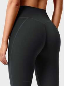 VOYJOY Flare Split Hem Leggings For Women Tummy Control Workout Leggings Nasreen Hidden Scrunch Bootcut Gym Yoga Pants  Summer Leggings For Women - 黑色 - 查看 6