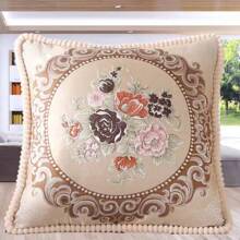 1 Peça Capa de Almofada Bordada com Floral Vintage, Com Zíper, Lavável em Máquina, Mistura de Tecido de Malha, Para Sofá, Cama, Sala de Estar, Feriado, Decoração de Festa, Todas as Estações - (48cm) Enchimento Não Incluído - Multicolorido - Visão 11
