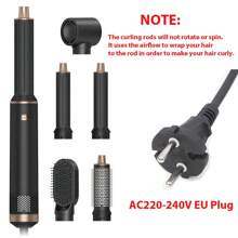 Asciugacapelli a spazzola 5 in 1 nero, set di spazzole ad aria calda rimovibili, set di strumenti per acconciature con ioni negativi, spazzola rotonda per lisciare i capelli con effetto volumizzante, arricciacapelli