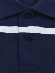 Boy's Polo Shirts Children Kids Golf T Shirt Long Sleeves Casual Top For Daily And Outdoor Wear - 藏蓝色 - 查看 3
