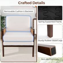 Harmijoy Mid Century Modern Accent Chair Living Room Armchair W/ Rattan Arms Wooden Frame