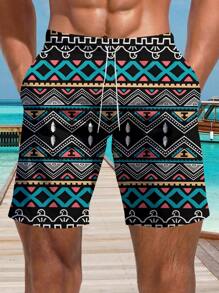 Men's 3D Summer Retro Style Printed Beach Shorts,Hawaiian - Multicolor - View 1