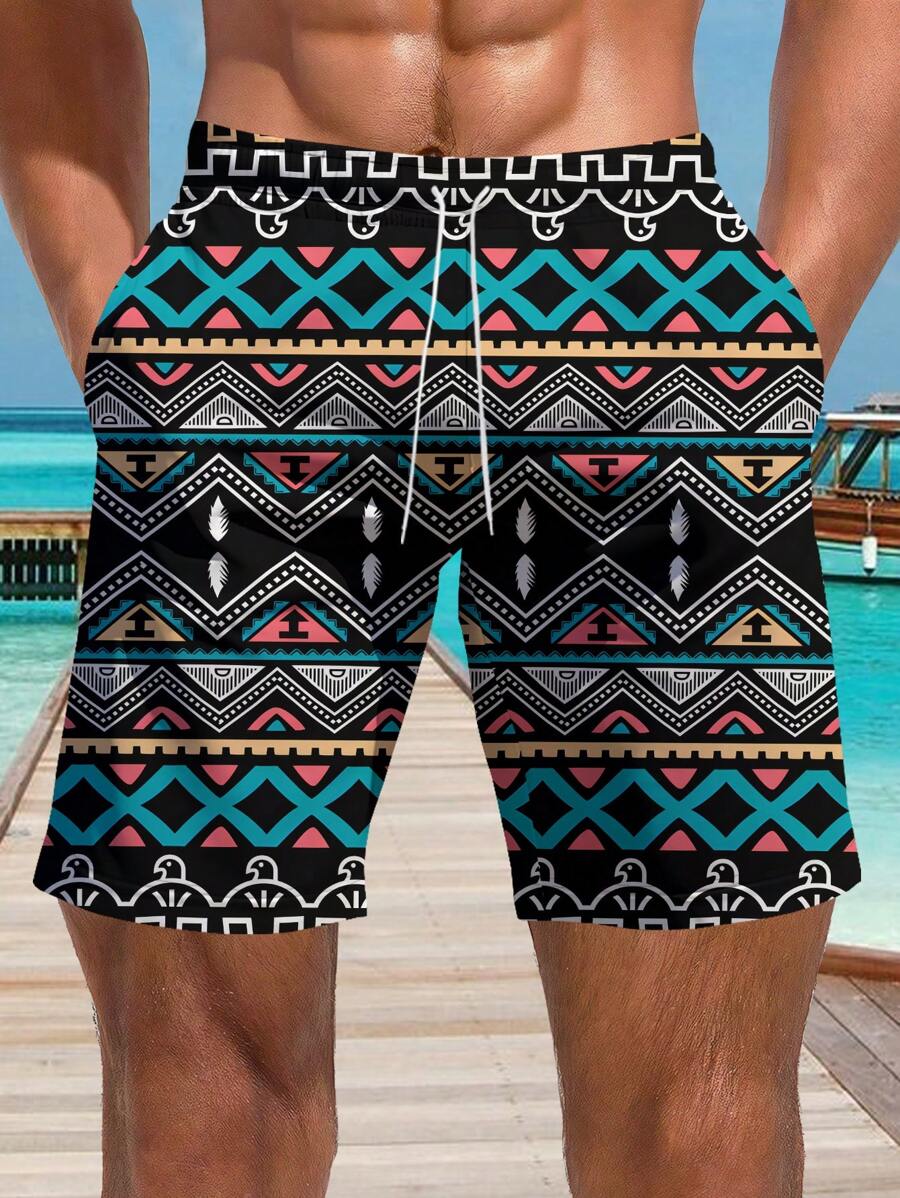 Men's 3D Summer Retro Style Printed Beach Shorts,Hawaiian - Multicolor - View 1